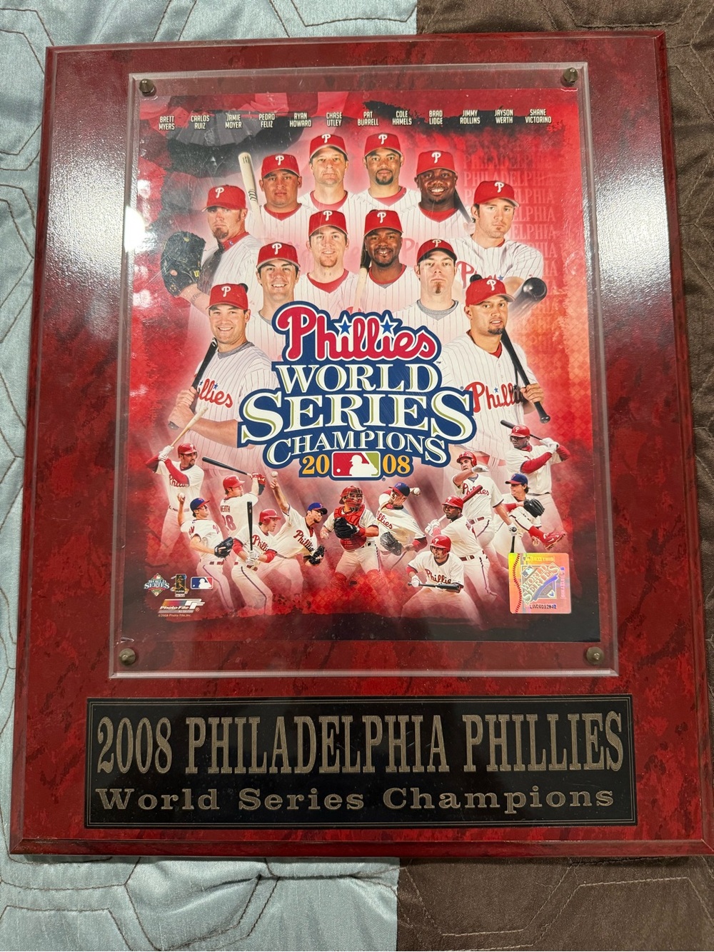 2008 PHILLIES WORLD SERIES CHAMPIONS PHOTO PLAQUE 15” X 12”